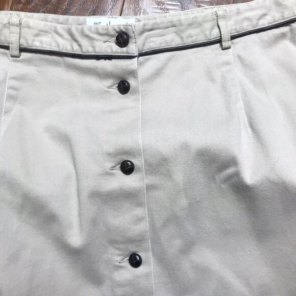 Vtg Westbound Women's Khaki Midi Pencil Skirt With Leather Covered Buttons 20W - Picture 4 of 13